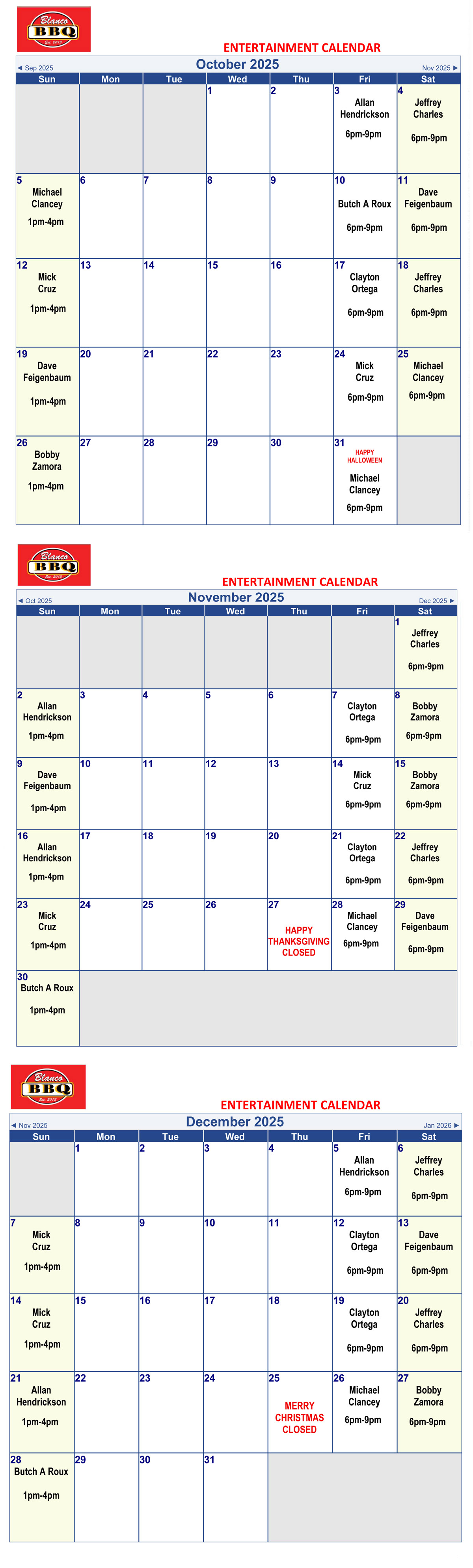 Blanco BBQ Live Music