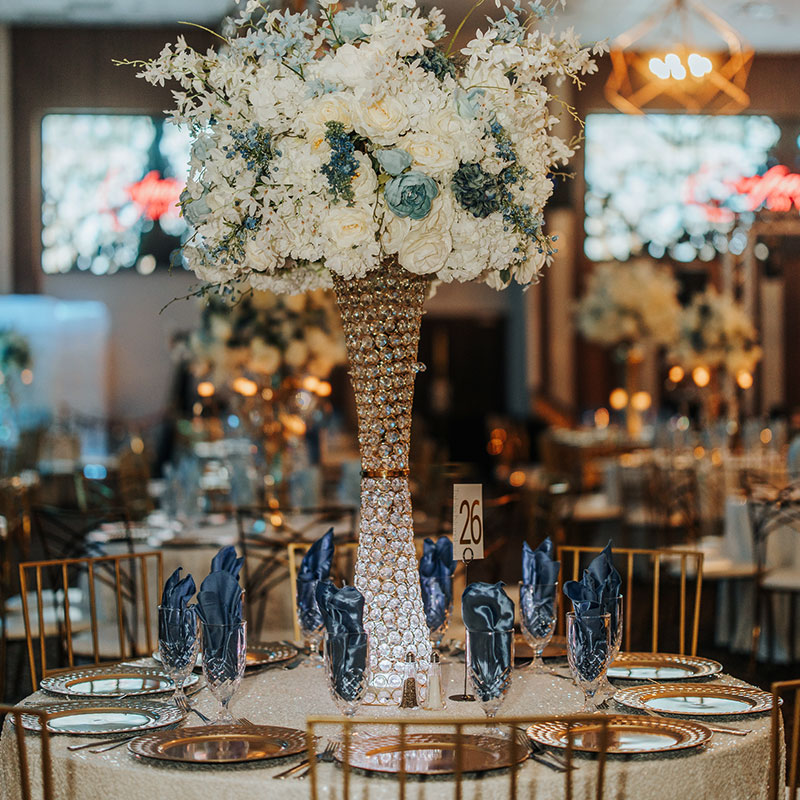 Wedding ceremony setup in Baroque Room at Emporium by Yarlen Texas